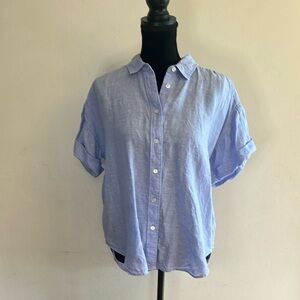 J. Crew Blue Linen Button Down Shirt with Dress Collar